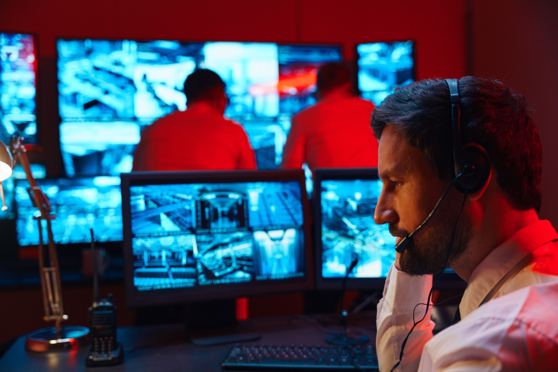 Red alarm. The offender entered the territory of the protected object. The security service calculates from the surveillance video cameras where the criminal is located.